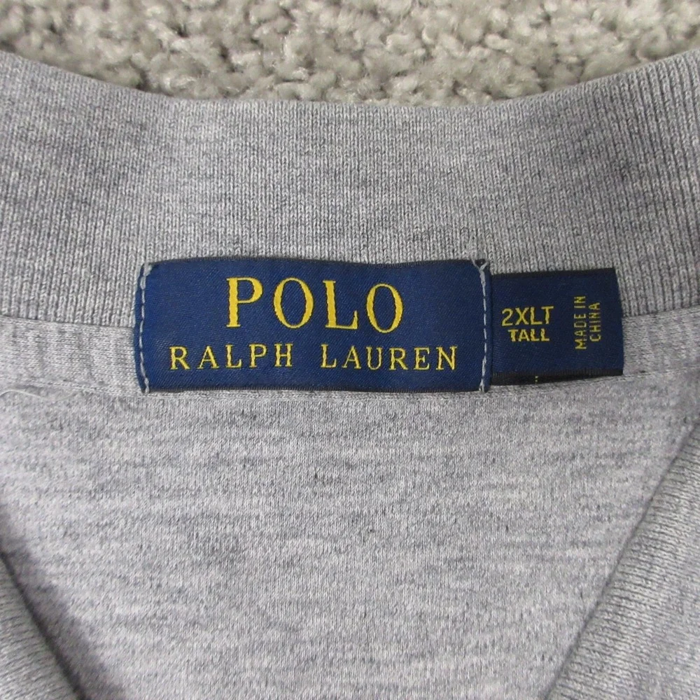 Polo Ralph Lauren Shirt Mens 2XLT‎ Gray Heather Brown Pony Logo Rugby Golf
